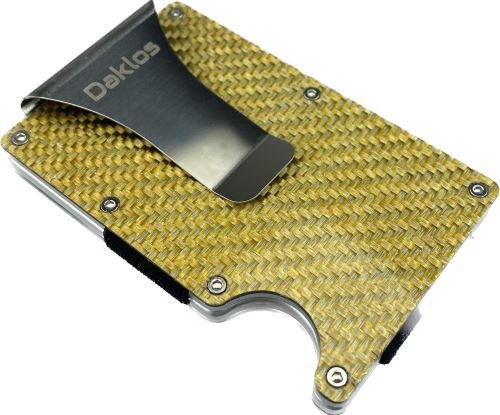 Peněženka Daklos Carbet RFID carbon s klipem zlatá