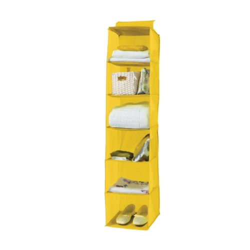 Závěsný organizér na oblečení Compactor Peva 30 x 30 x 128 cm, žlutý, 6 polic