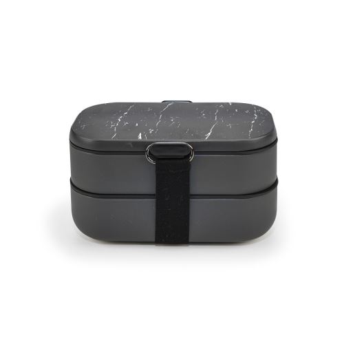 Obědový box s příborem, Bento, 1,35 L, Iris, černý