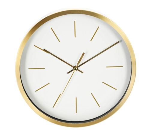 SEGNALE Nástěnné hodiny se zlatým rámem 25 cm bílá
