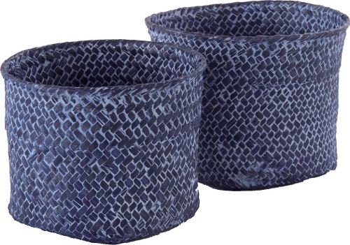 Set 2 ks pletených košíků Compactor MIKA, malý 14 x 11 cm, velký 16 x 12 cm, modrý - Jeans