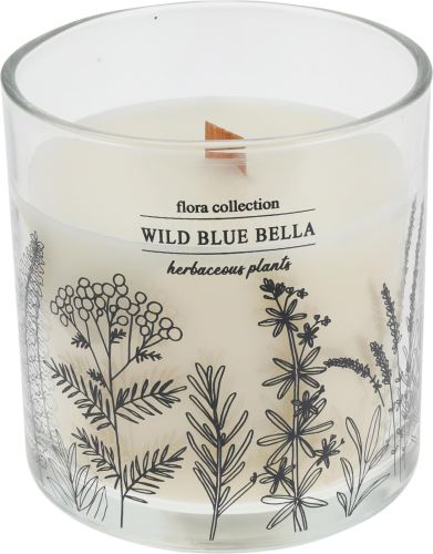 Svíčka H&L Vonná svíčka Wild Blue Bella ve skle, průměr 10 cm, bílá