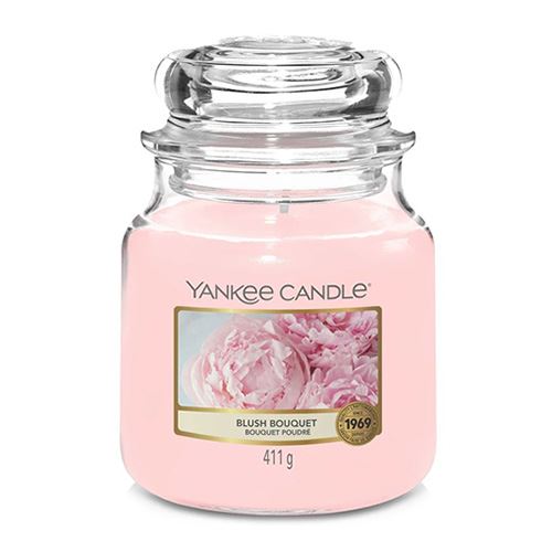 Svíčka ve skleněné dóze Yankee Candle Růžolící kytice, 410 g