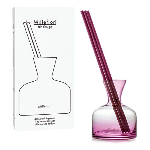 Skleněný difuzér Millefiori Milano Air Design, Vase, 3 tyčinky, růžový