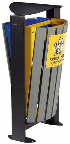 Venkovní koš na tříděný odpad - papír, plasty Rossignol Arkea 59287, 2x60 L, modrý, žlutý