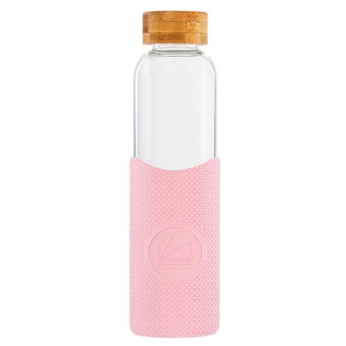 Skleněná láhev s rukávem, 550 ml, Neon Kactus, růžová