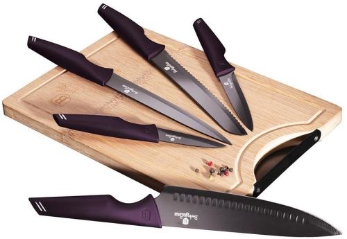 BERLINGERHAUS BERLINGERHAUS Sada nožů s nepřilnavým povrchem + prkénko 6 ks Purple Eclipse Collection BH-2832