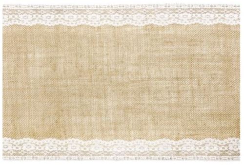 Běhoun Dekorační juta s bílou krajkou - běhoun - svatba - 28 x 275 cm