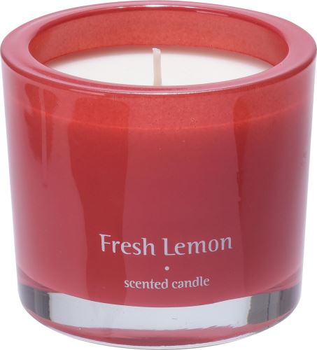 Svíčka H&L Vonná svíčka ve skle Bougie 9 cm, Fresh Lemon, červená