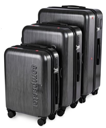 Sada 3ks cestovních kufrů Compactor Hybrid Luggage S+L+XL Vacuum System, grafitová