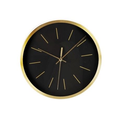 SEGNALE Nástěnné hodiny se zlatým rámem 25 cm černá