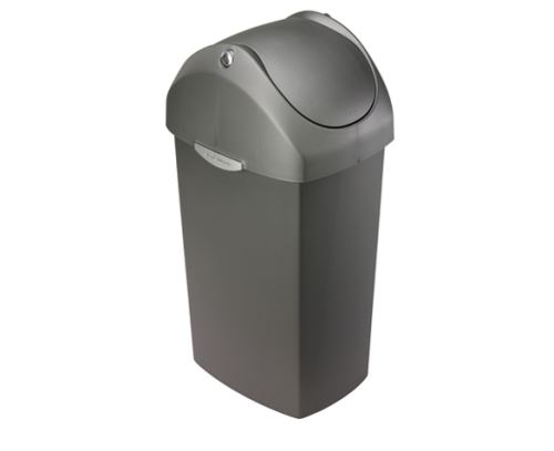 Odpadkový koš Simplehuman – 60 l, houpací víko, šedý plast