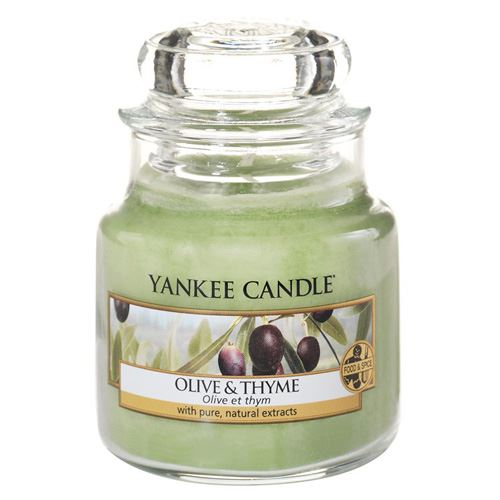 Svíčka ve skleněné dóze Yankee Candle Olivy a tymián, 104 g