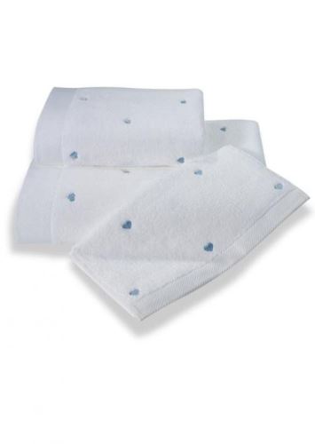 Ručník Soft Cotton Malý ručník Micro love 30 x 50 cm, bílá - modrá srdíčka
