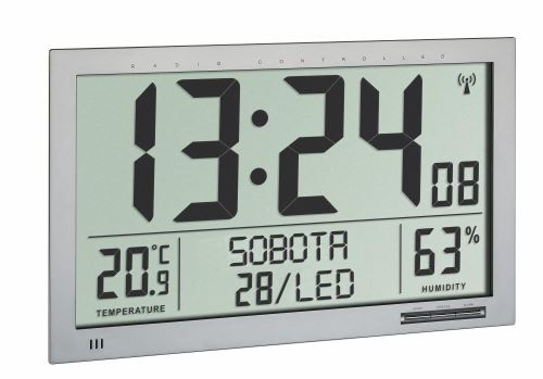Nástěnné DCF hodiny TFA 60.4517.54 s teploměrem a vlhkoměrem - velikost XL