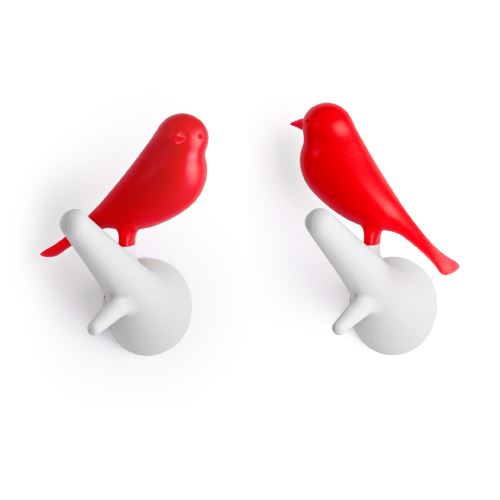 Nástěnné věšáky Hook Sparrow, 2ks, bílý-červený