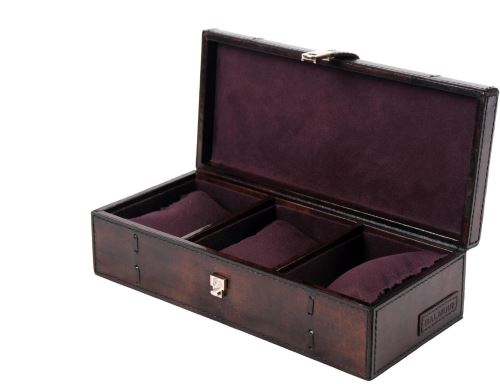 Šperkovnice Balmuir Edward kožená krabice na troje hodinky, dark brown