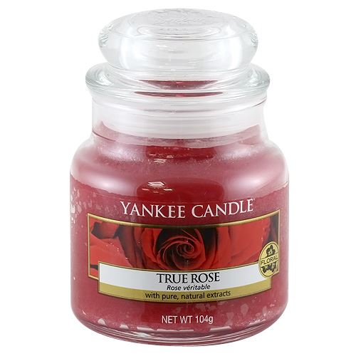 Svíčka ve skleněné dóze Yankee Candle Opravdová růže, 104 g