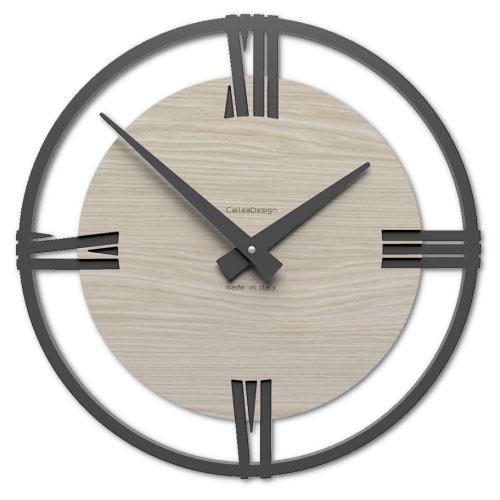 Designové hodiny 10-031n natur CalleaDesign Sirio 38cm (více dekorů dýhy) Dýha tmavý dub - 83