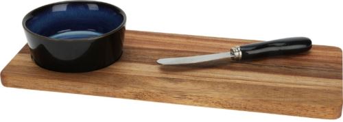 EXCELLENT Servírovací podnos + miska a nůž sada 3 ks modrá