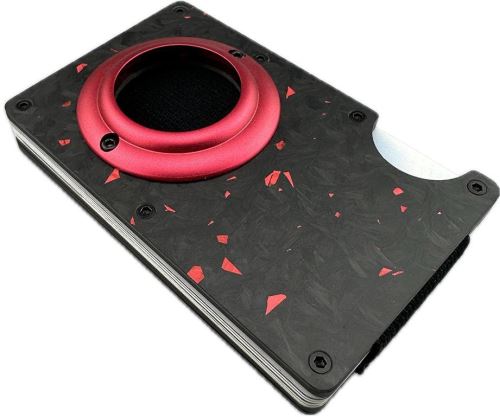 Peněženka Daklos Carbon RFID karbonová mini pro AirTag s klipem červenočerná