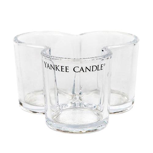 Svícen skleněný Yankee Candle Trojlístek, na 3 svíčky, čiré sklo