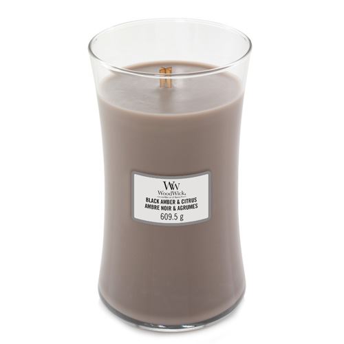Svíčka oválná váza WoodWick Černá ambra a citrus, 609.5 g