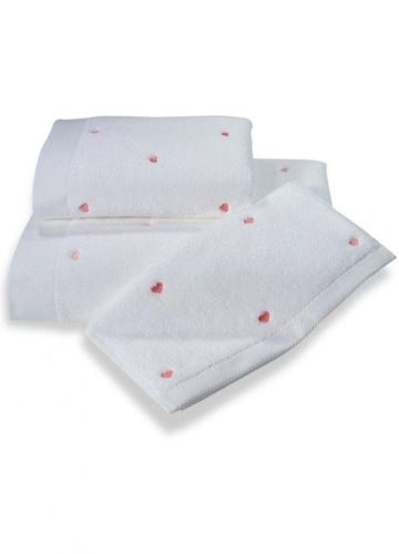 Ručník Soft Cotton Ručník Micro love 50 x 100 cm, bílá - růžové srdíčka