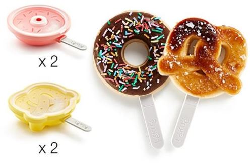 Forma na nanuky Lékué Tvořítka na nanuky ve tvaru donutů a preclíků Donut 2ks & Pretzel 2ks