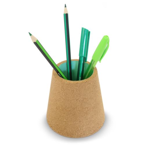 Stojánek na tužky/brýle Cone, korek, v.9 cm, zelený