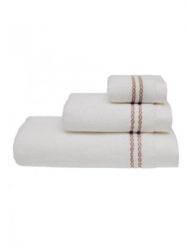 Ručník Soft Cotton Ručník Chaine 50 x 100 cm, bílá - béžová výšivka