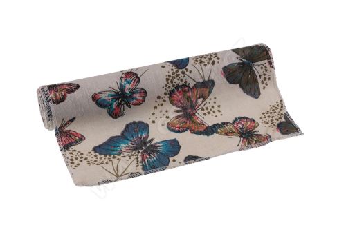 Látkový běhoun s motýlky 28cm x 3m LN11653 - přírodní