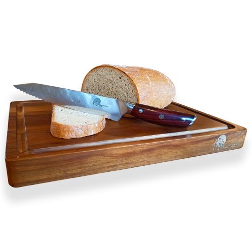nůž na chléb Bread 8,5" (210mm) Dellinger Rose-Wood Damascus s akátovým prkénkem