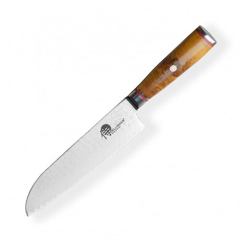 nůž SANTOKU 7" (180 mm) Dellinger LADDER Yellow Shadow Professional Damascus